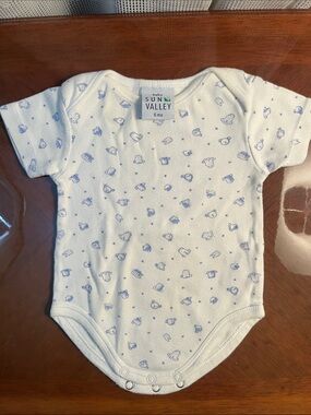 3 for 18$ Baby Sun Valley Blue Printed Short-Sleeve One-Piece Bodysuit 6m